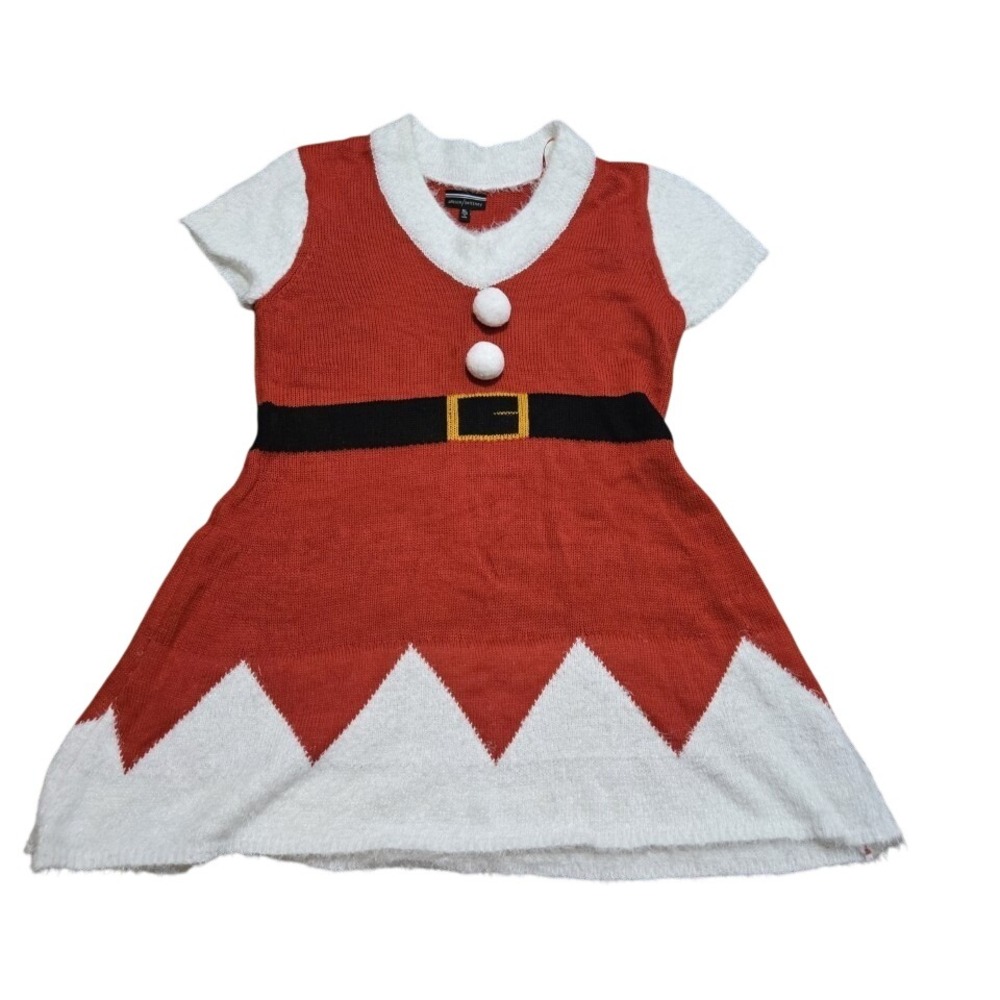 Allison Brittney Red White Elf Dress Holiday Christmas Sweater Knit XL